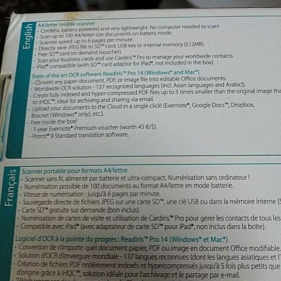 🆕 IRIScan Anywhere 3- 457485 Scanner New in Factory Sealed Box - Picture 6 of 7